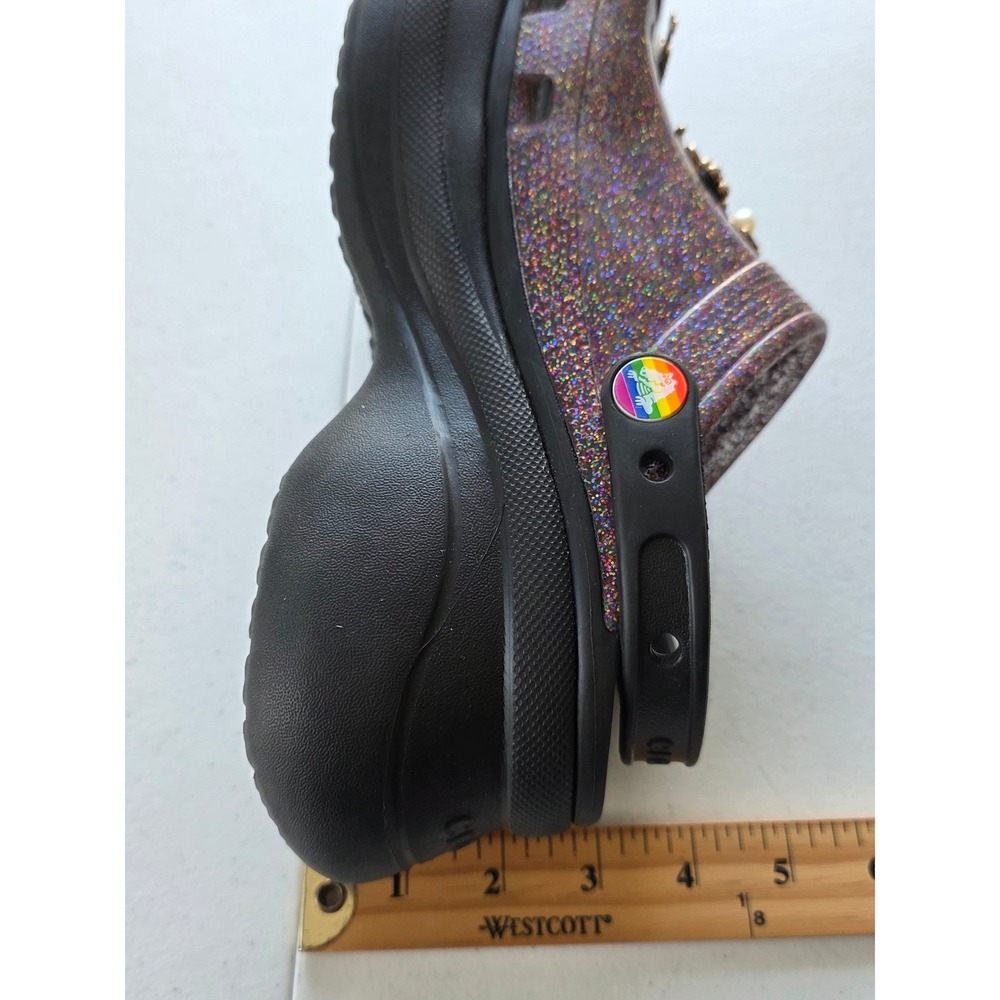 Crocs Bae Platform Glitter Clogs Women's Size 8 with Charms Pride Chunky Vibrant - Picture 4 of 11
